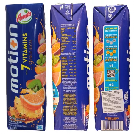 100% Fruchtsaft Amita motion 1l aus 9 Früchten mit 7 Vitaminen