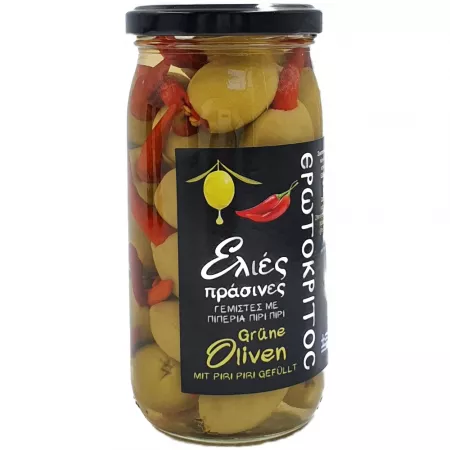 Green olives with piri piri, Greek