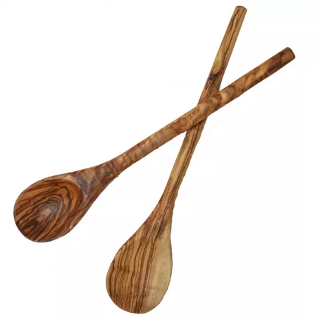 Round wooden spoon made of olive wood, wooden spoon