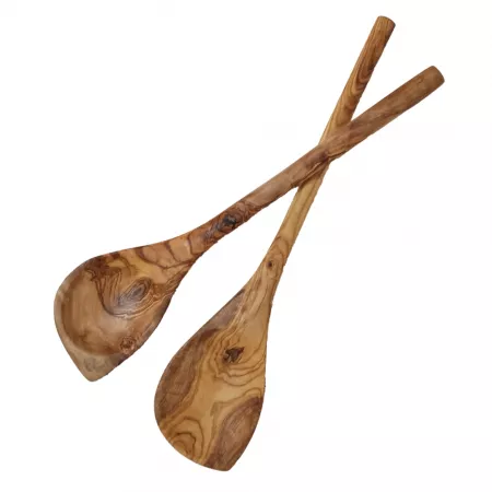 Round wooden spoon with edge made of olive wood