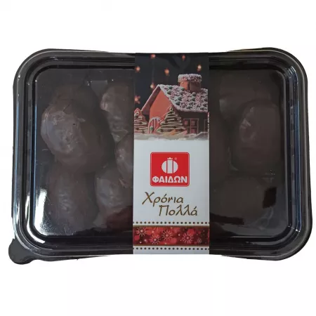 Melomakarona with chocolate coating