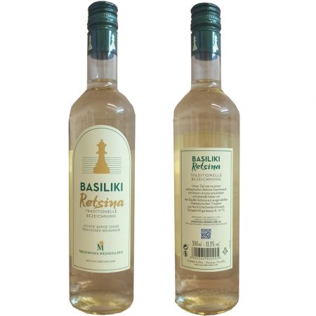 Retsina Weißwein, trocken. Traditionell und bekannt.
