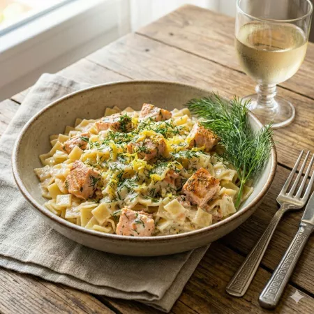 Chilopites mit Lachs & leichter Sahnesauce