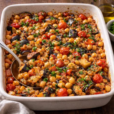 Recipe: Baked chickpeas with eggplant