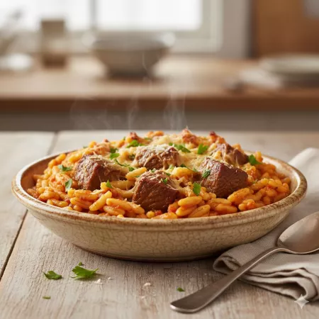 Recipe: Giouvetsi - Greek braised beef with orzo
