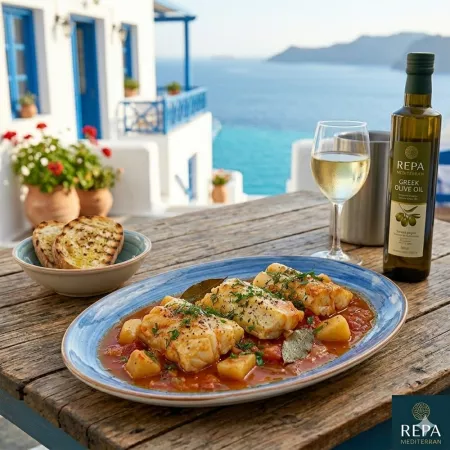 Griechischer Kabeljaufilet