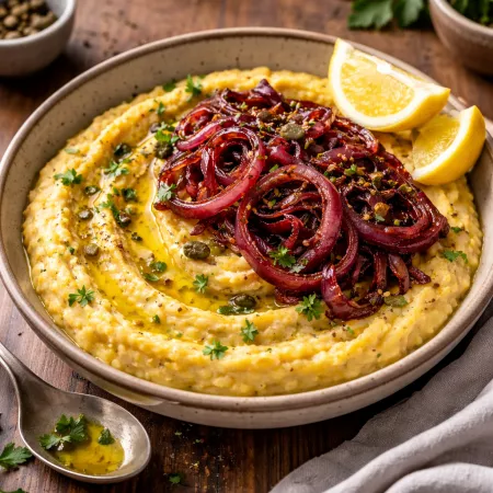 Rezept: Griechisches Fava-Gericht mit karamellisierten Zwiebeln