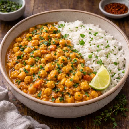 Recipe: Chickpea curry with rice