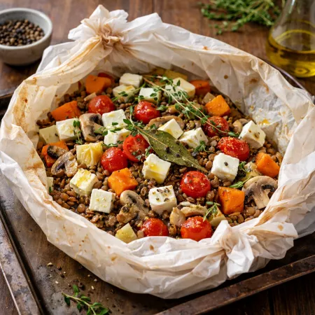 Rezept: Linsen in Backpapier