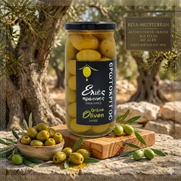 Griechische Oliven grün mit Kern von Kreta (Abtropfgewicht: 200 g), Erotokritos