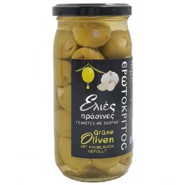 Green olives with garlic from Crete (350g), Erotokritos