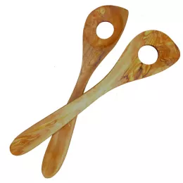 Round wooden spoon with edge Risotto made of olive wood