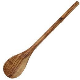 Round wooden spoon made of olive wood, wooden spoon