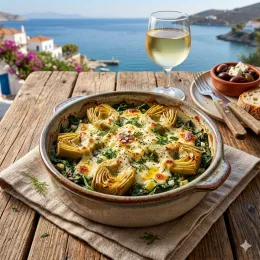 Rezept: Artischocken-Spinat-Auflauf (Anginares me Spanaki)