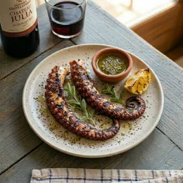 Gegrillter Oktopus (Oktapodi Scharas)