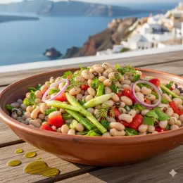 Rezept: Griechischer Schwarzaugenbohnensalat (Mavromatika Fasolia)