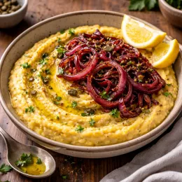 Rezept: Griechisches Fava-Gericht mit karamellisierten Zwiebeln