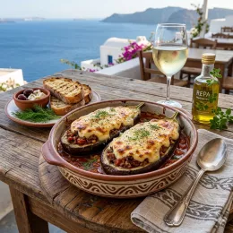 Rezept: Melitzanes Papoutsakia (Gefüllte Auberginen-Schühchen)